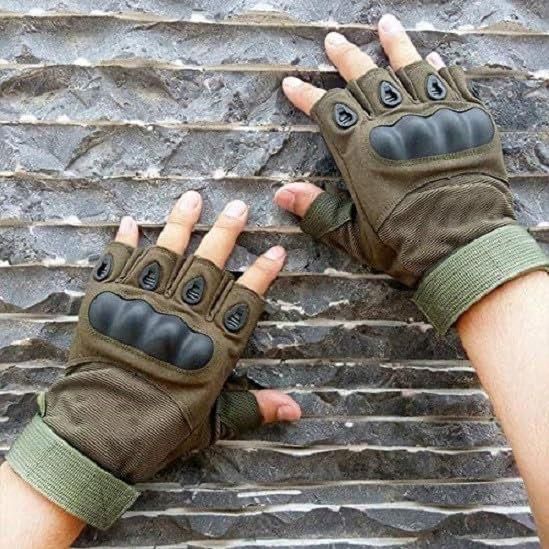 Non-Slip Half Finger Rubber Knuckle Motorcycle Gloves